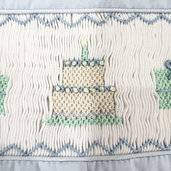 Petit Ami Boys Birthday Blue Smocked Embroidered Jon Jon 2-Piece Romper 24 Mths - Picture 6 of 10